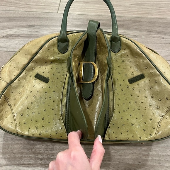 Christian Dior Rare Ostrich Saddle Green Bowler Bag - Picture 9 of 16